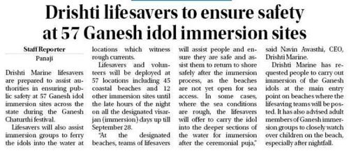 Drishti Marine lifesavers to ensure safety at 57 Ganesh Idol immersion sites