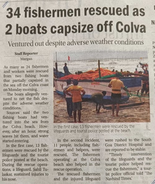 Drishti rescued 13 fishermen from Andhra Pradesh
