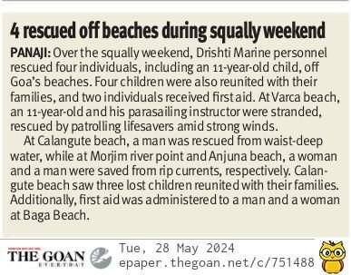 4 Rescued Off Beaches During Squally Weekend.