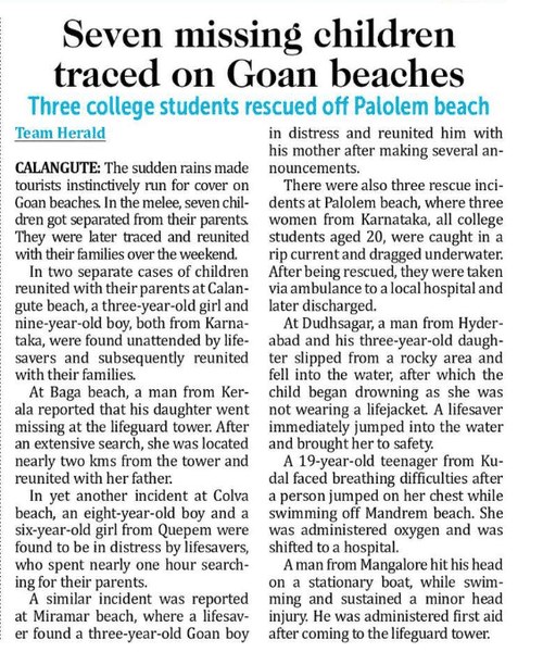 Seven children reunited with their families over rain-drenched weekend along Goa’s coastline