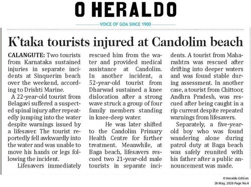 Karnataka tourists injured at Candolim beach