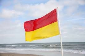 Swimmers between red and yellow flags in a patrolled zone